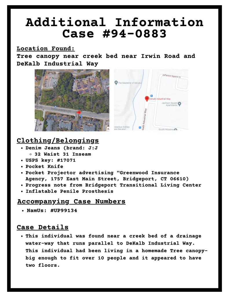 Unidentified Cases DeKalb County GA